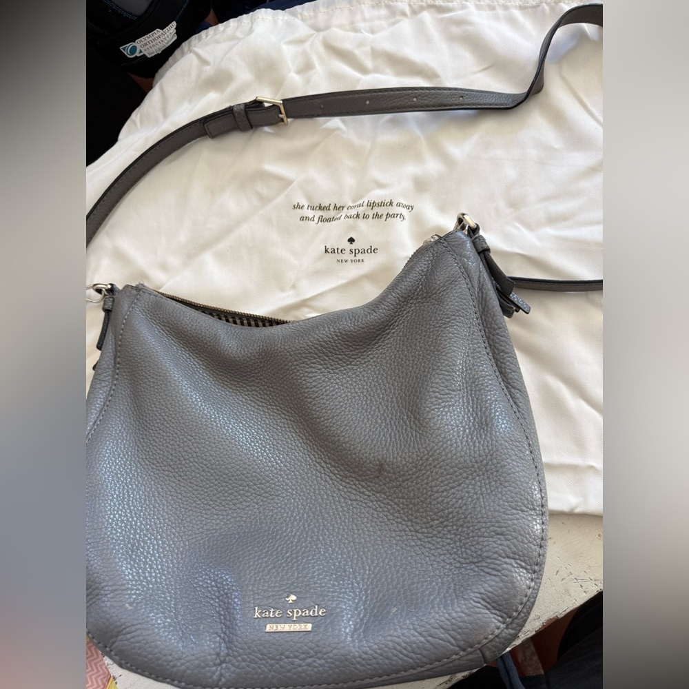 Kate Spade Gray Shoulder Bag with Textured Leather